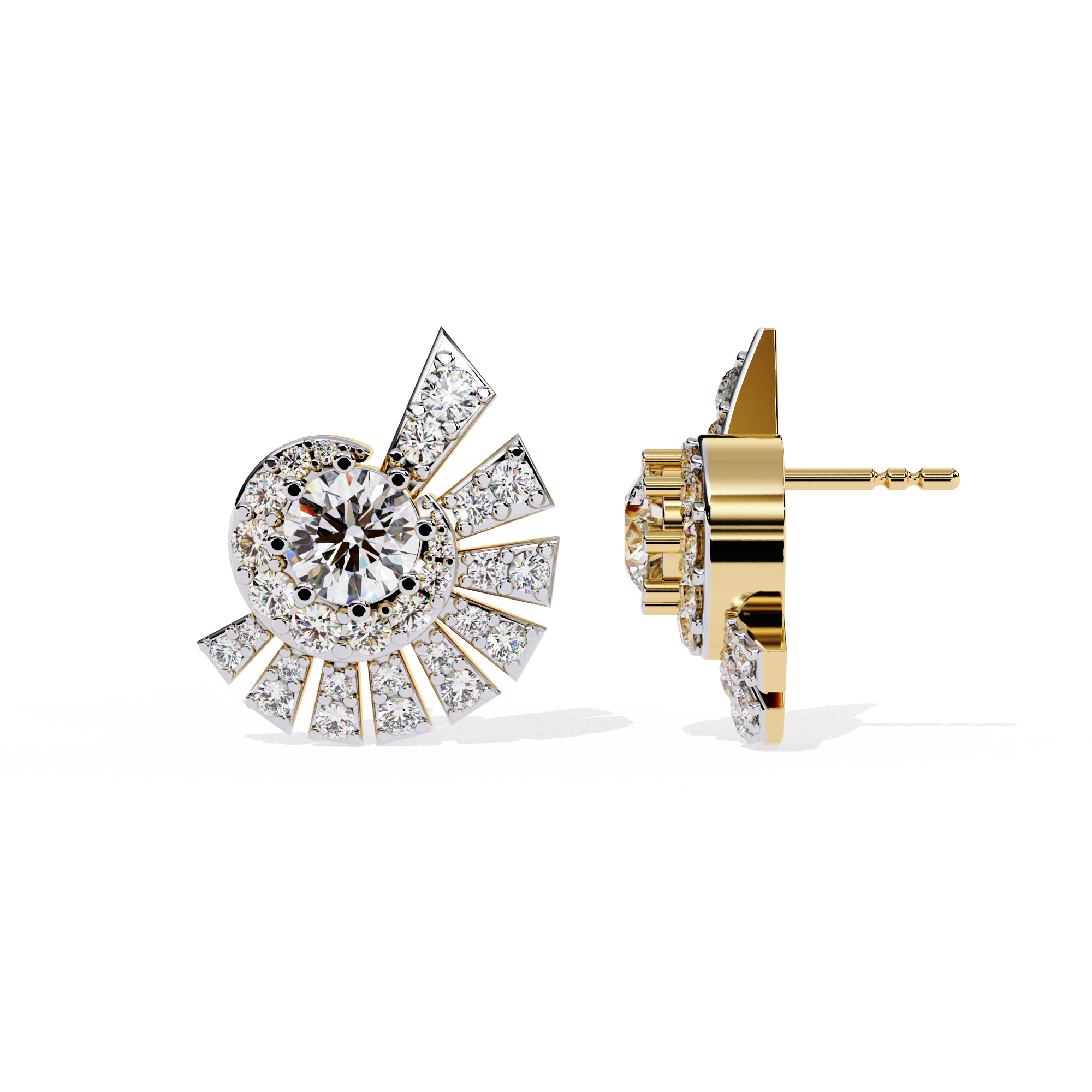 Golden Spiral Diamond Earrings