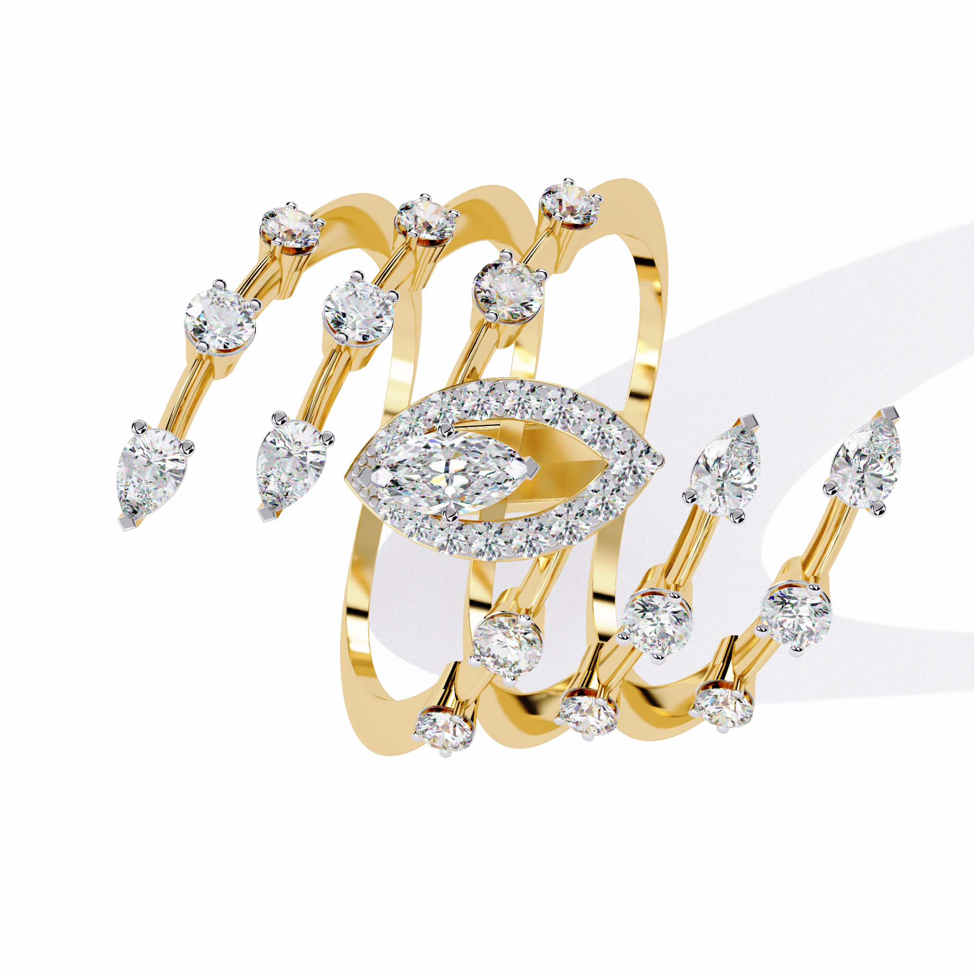 Golden Flame Circle Ring