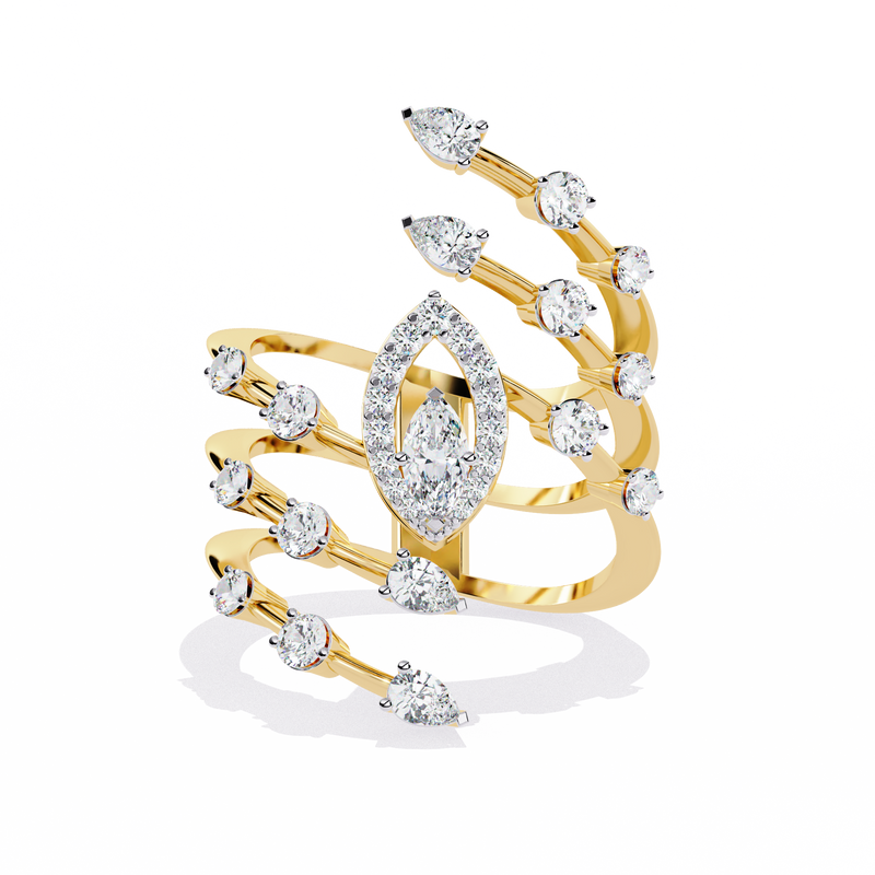 Golden Flame Circle Ring