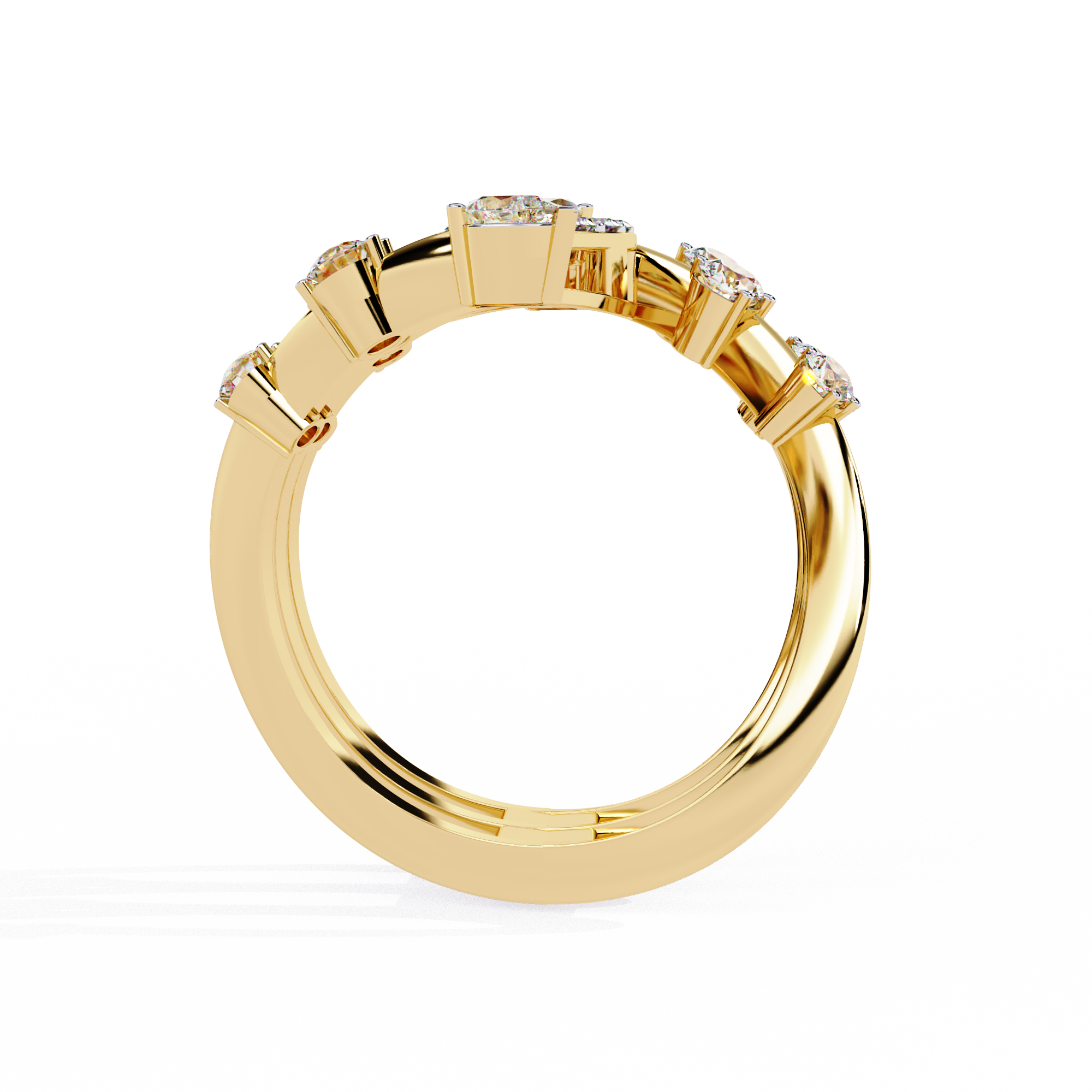 Golden Flame Circle Ring